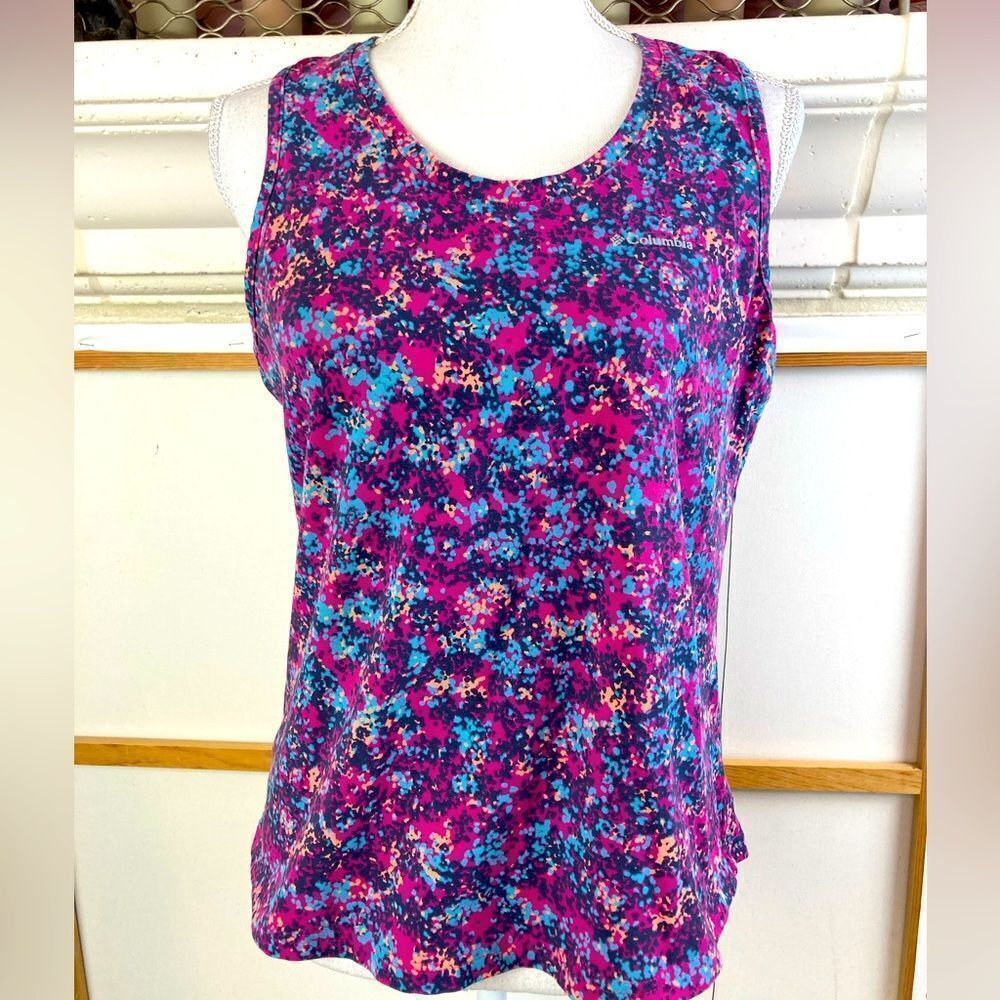 Columbia Colorful Patterned stretch tank top brand logo on front